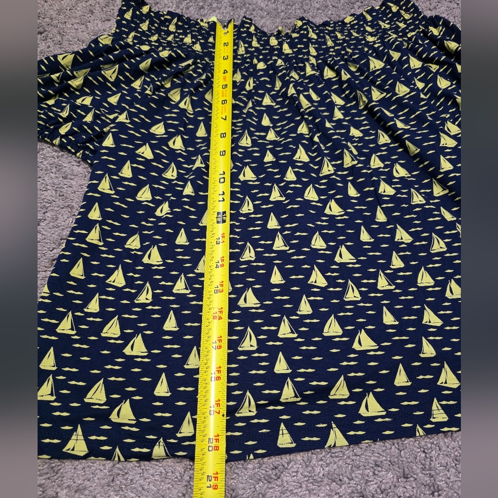NWT Anthropologie Navy and Yellow Sailboat Print Top - Picture 2 of 8